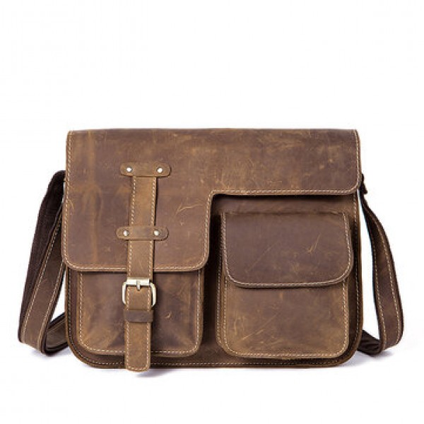 Men Genuine Leather Multifunctional Minimalist Retro Shoulder Crossbody Bag