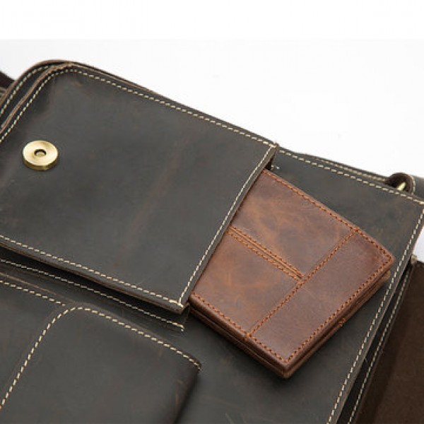 Men Genuine Leather Multifunctional Minimalist Retro Shoulder Crossbody Bag