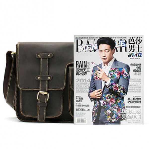 Men Genuine Leather Multifunctional Minimalist Retro Shoulder Crossbody Bag