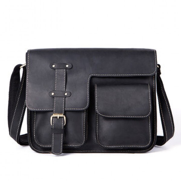 Men Genuine Leather Multifunctional Minimalist Retro Shoulder Crossbody Bag