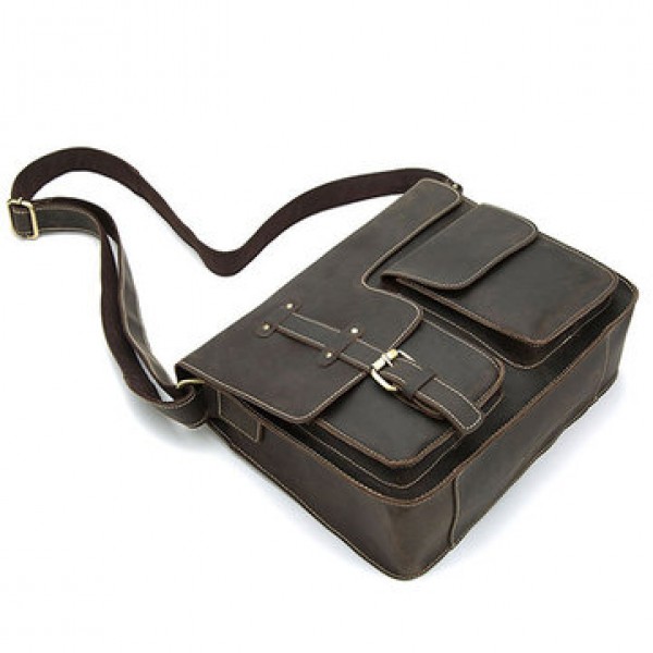 Men Genuine Leather Multifunctional Minimalist Retro Shoulder Crossbody Bag