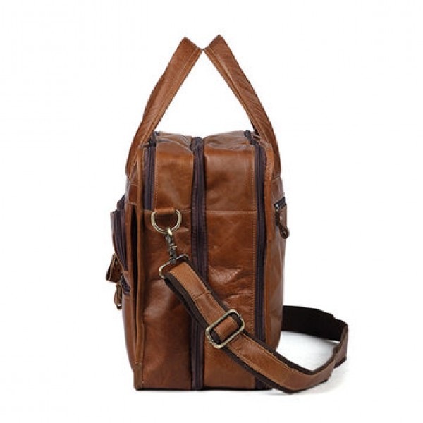 Men Genuine Leather Business Large Capacity Handbag Briefcase