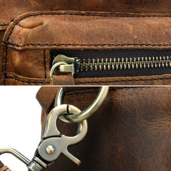 Men Genuine Leather Vintage Travel Business Handbag Crossbody Bag
