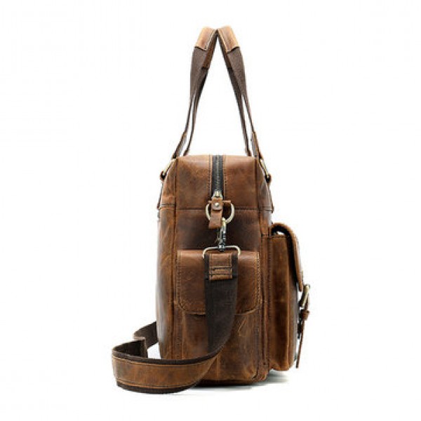 Men Genuine Leather Vintage Travel Business Handbag Crossbody Bag