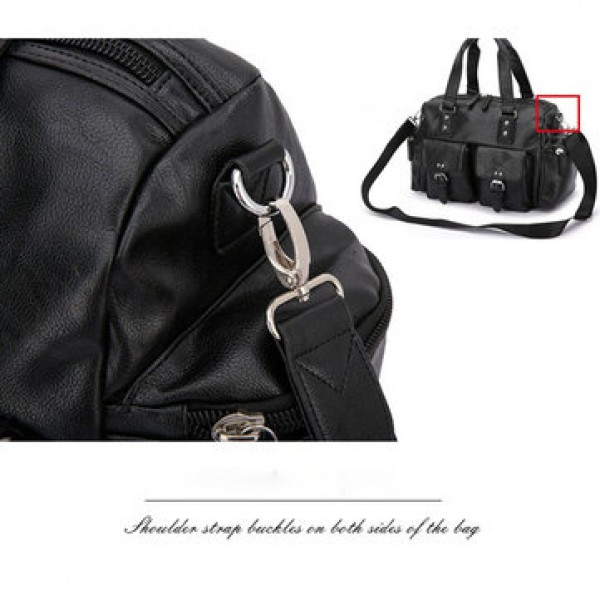 Men PU Leather Solid Vintage Large Capacity Handbag Outdoor Bag Crossbody Bag