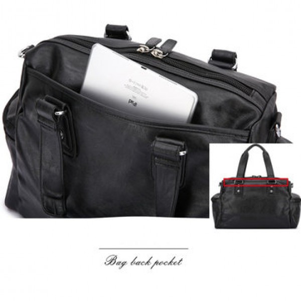 Men PU Leather Solid Vintage Large Capacity Handbag Outdoor Bag Crossbody Bag