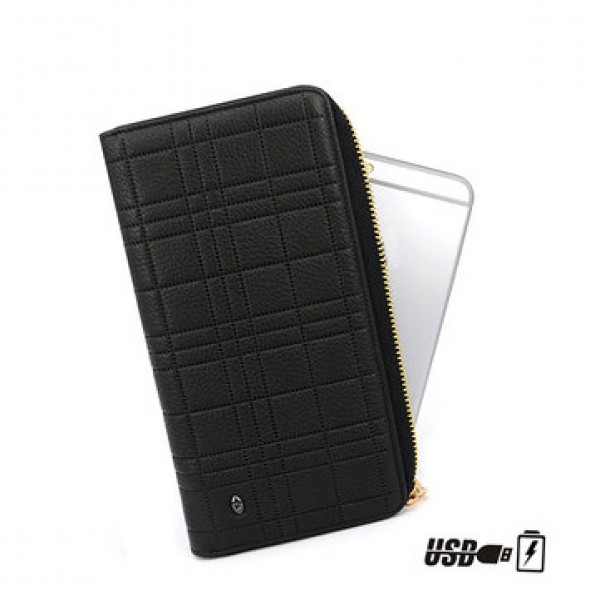 Men Charging Wallet Anti Lost Smart Wallet Multi-function Long Purse