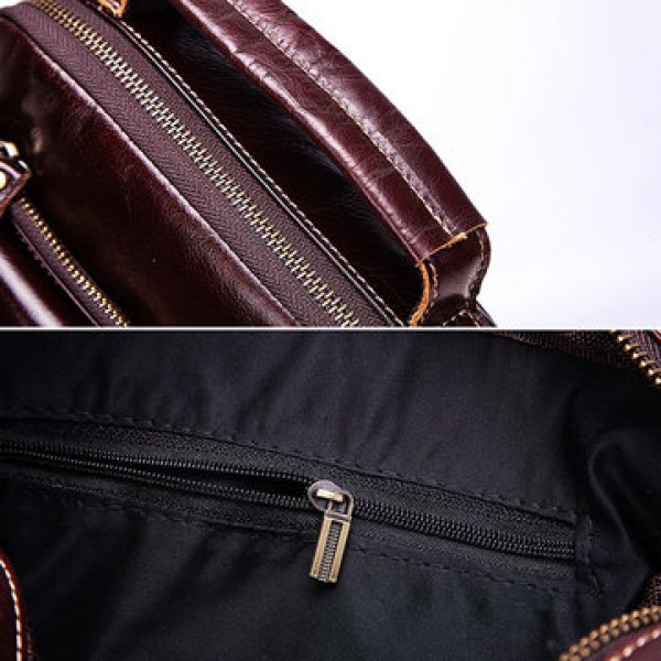 Men Genuine Leather Business Casual Vintage Large Capacity Multi-function Crossbody Bag