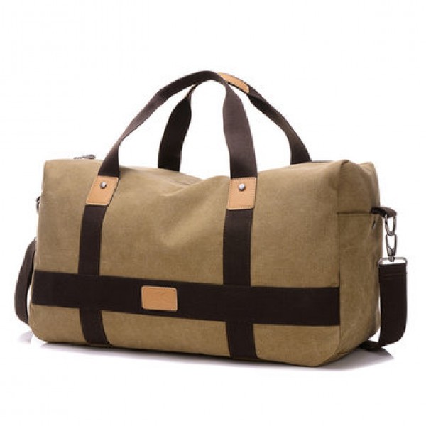 Men Canvas Large Capacity Weekender Bag Handbag Leisure Travel Crossbody Bag Shoulder Bag