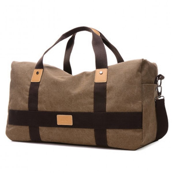 Men Canvas Large Capacity Weekender Bag Handbag Leisure Travel Crossbody Bag Shoulder Bag