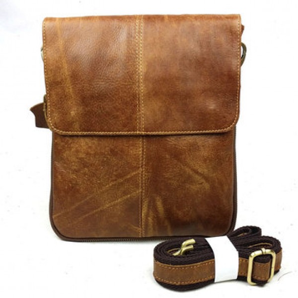 Men Business Casual Genuine Real Leather Retro Shoulder Crossbody Bag