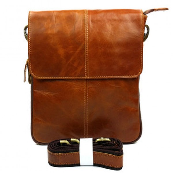 Men Business Casual Genuine Real Leather Retro Shoulder Crossbody Bag