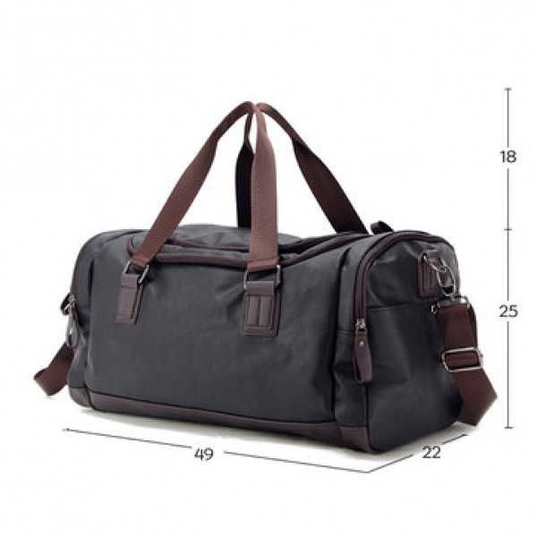Men Faux Leather Leisure Gym Bag Large Capacity Handbag Travel Bag