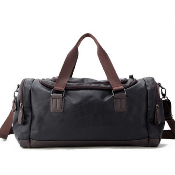 Men Faux Leather Leisure Gym Bag Large Capacity Handbag Travel Bag