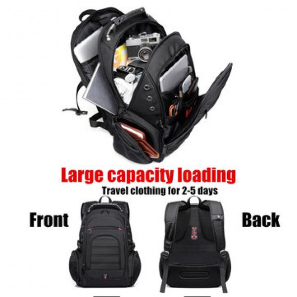 40L Men USB Port Backpack Waterproof Shoulder School Bag Laptop Travel Rucksack