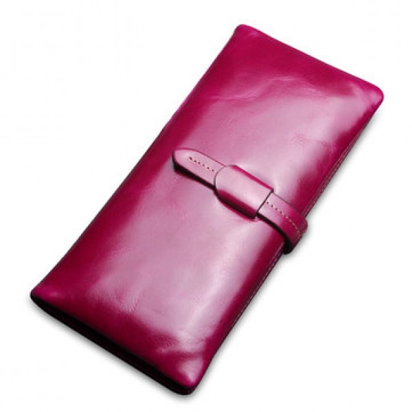 Men Womem Genuine Leather Couple Long Wallet Card Holder Pocket Handbag