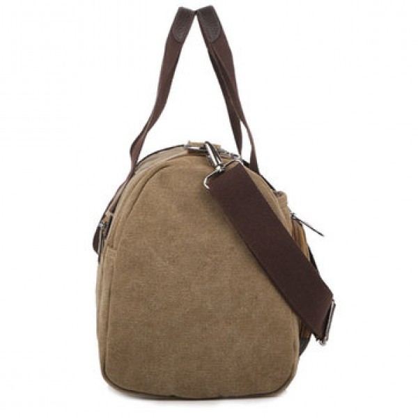 Men Canvas Casual Travel Outdoor Big Khaki Coffee Handbag Crossbody Bag