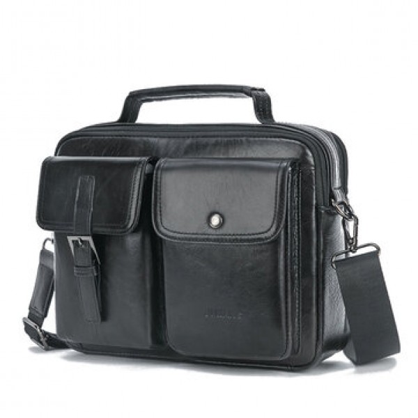 Men Genuine Leather Casual Large Capacity Handbag Crossbody Bag