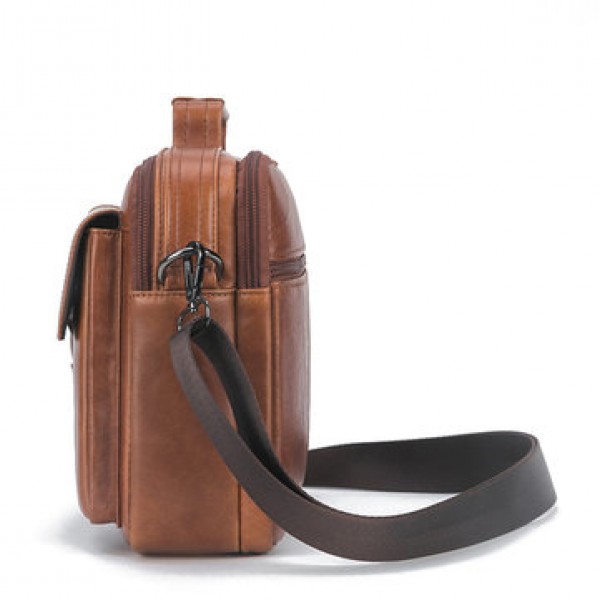 Men Genuine Leather Casual Large Capacity Handbag Crossbody Bag