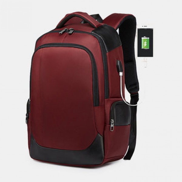 Men Large Capacity Nylon Fashion Casual Backpack With USB Charging Port For Travel Outdoor