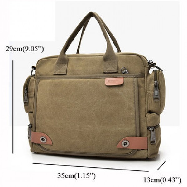 Men Quality Canvas Casual Business Large Capacity Functional Handbag Crossbody Bag