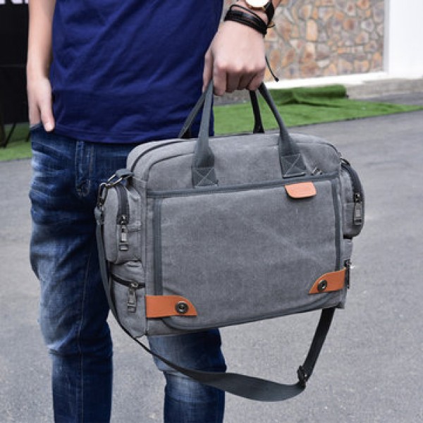 Men Quality Canvas Casual Business Large Capacity Functional Handbag Crossbody Bag