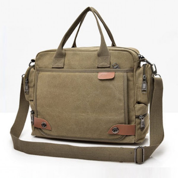 Men Quality Canvas Casual Business Large Capacity Functional Handbag Crossbody Bag