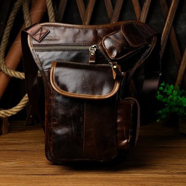 Men Genuine leather Vintage Multi-pocket Crossbody Bag