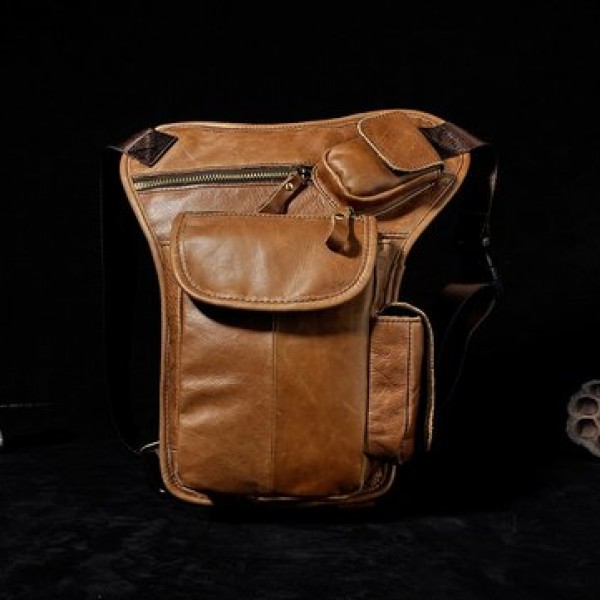 Men Genuine leather Vintage Multi-pocket Crossbody Bag