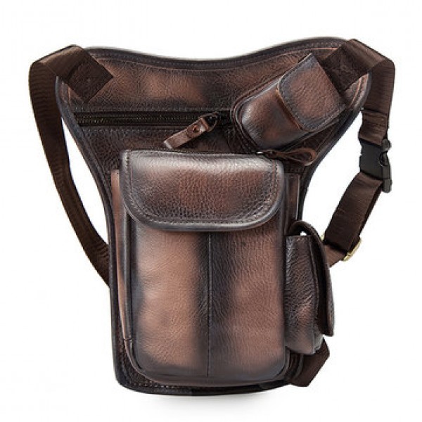 Men Genuine leather Vintage Multi-pocket Crossbody Bag