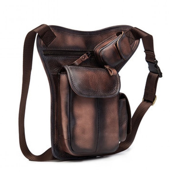 Men Genuine leather Vintage Multi-pocket Crossbody Bag