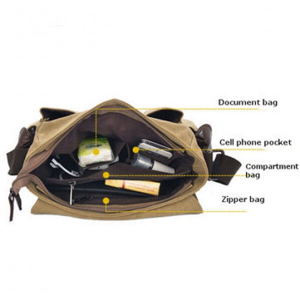Mens Casual Canvas Messenger Bag Travel Shoulder