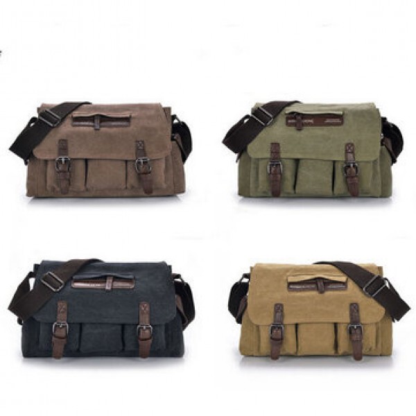 Mens Casual Canvas Messenger Bag Travel Shoulder