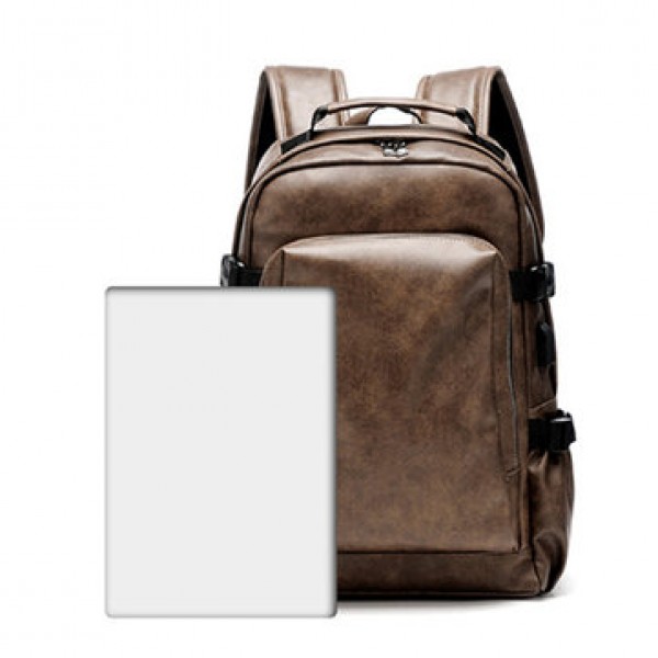 Men Business PU Leather Solid Backpack Casual Computer Bag