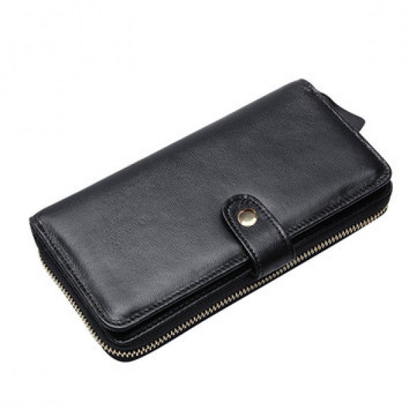 Men Women Clutch Black Wallet Long Zipper Wallet Cell Phone Wallet