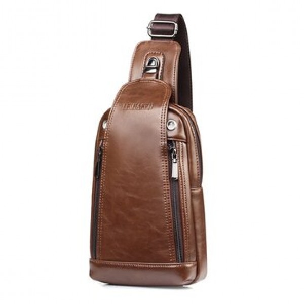 Men Quality PU Leather Casual Daily Chest Bag Crossbody Bag