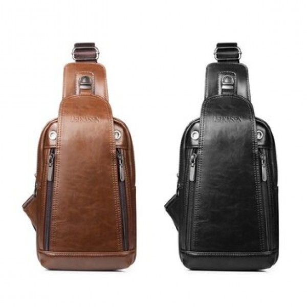 Men Quality PU Leather Casual Daily Chest Bag Crossbody Bag