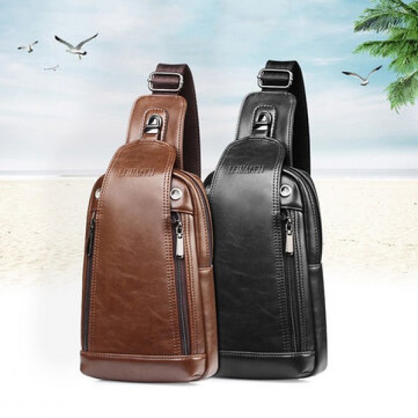 Men Quality PU Leather Casual Daily Chest Bag Crossbody Bag