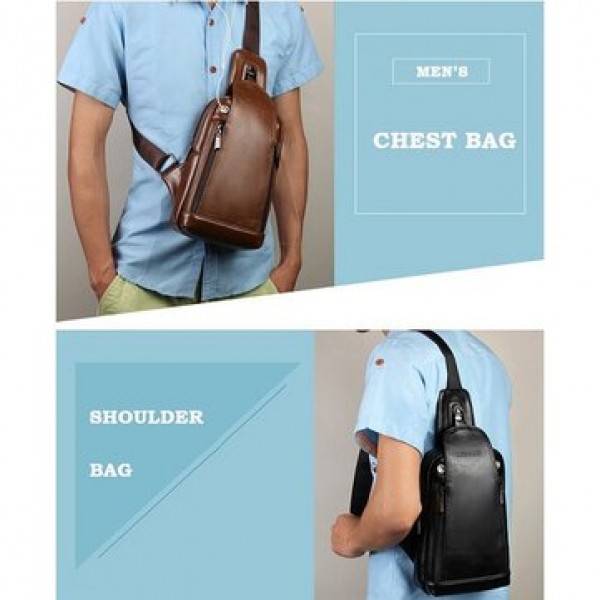 Men Quality PU Leather Casual Daily Chest Bag Crossbody Bag