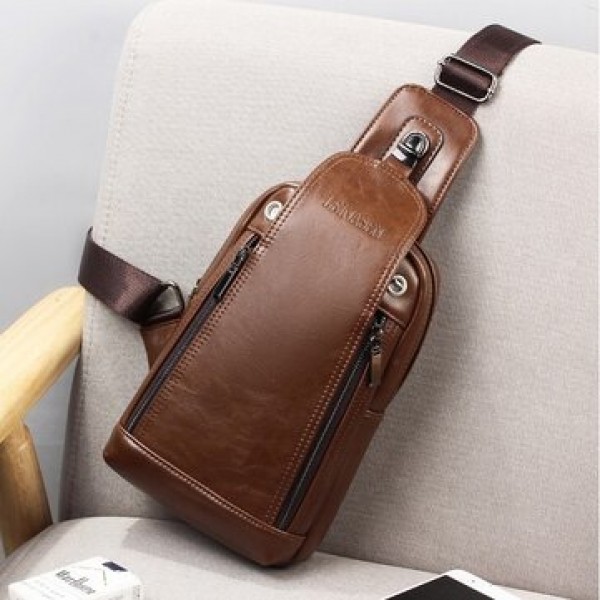 Men Quality PU Leather Casual Daily Chest Bag Crossbody Bag