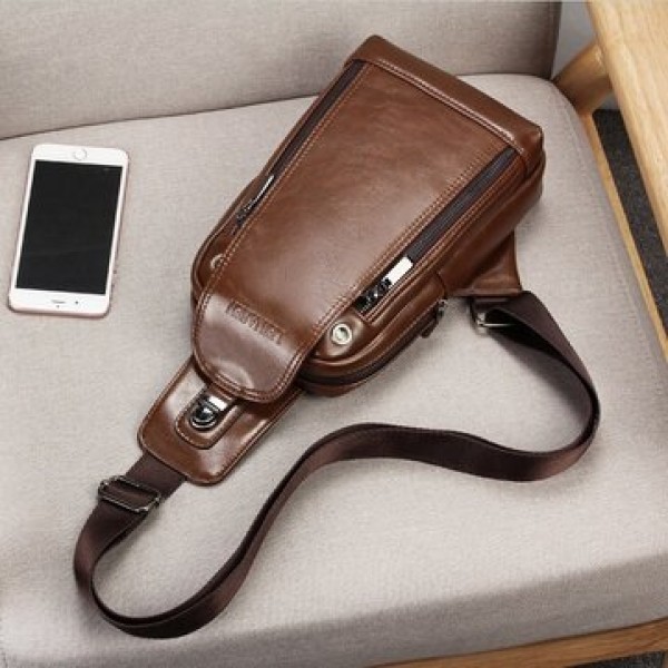 Men Quality PU Leather Casual Daily Chest Bag Crossbody Bag