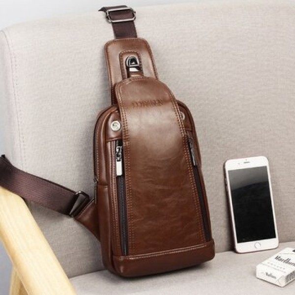 Men Quality PU Leather Casual Daily Chest Bag Crossbody Bag