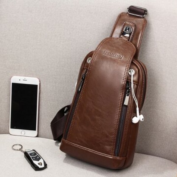 Men Quality PU Leather Casual Daily Chest Bag Crossbody Bag