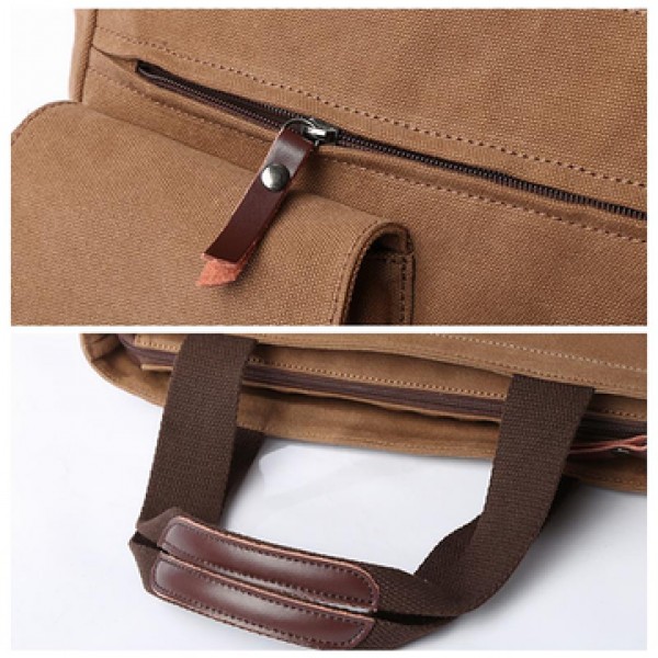 Men Canvas Large Capacity Multi-slot Crossbody Bag Business Computer Handbag Outdoor Travel