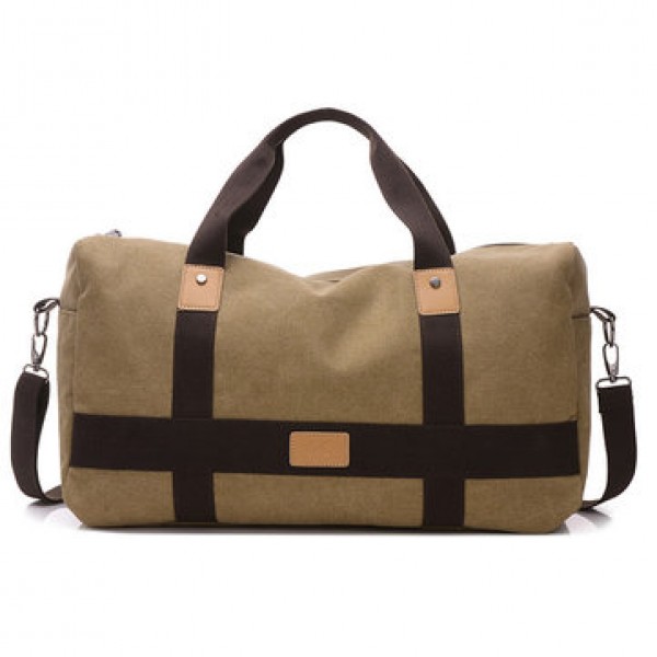 Men Canvas Large Capacity Weekender Bag Handbag Le...