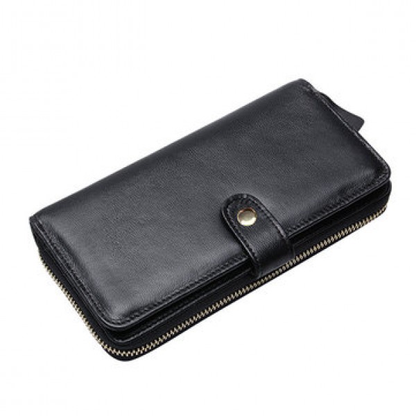 Men Women Clutch Black Wallet Long Zipper Wallet C...