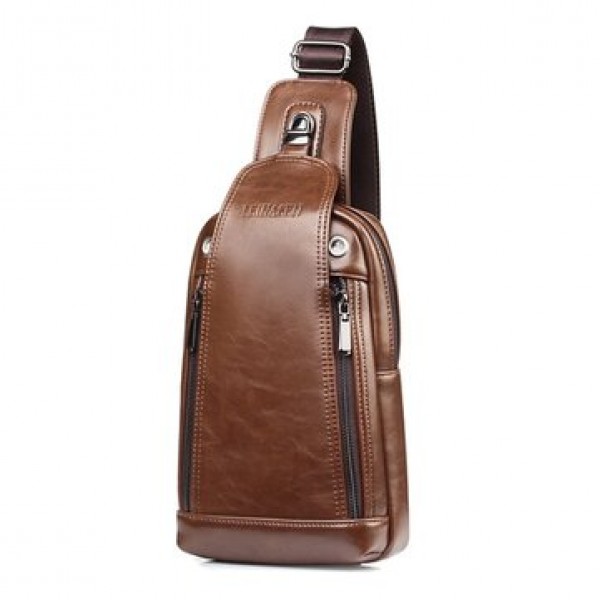 Men Quality PU Leather Casual Daily Chest Bag Cros...